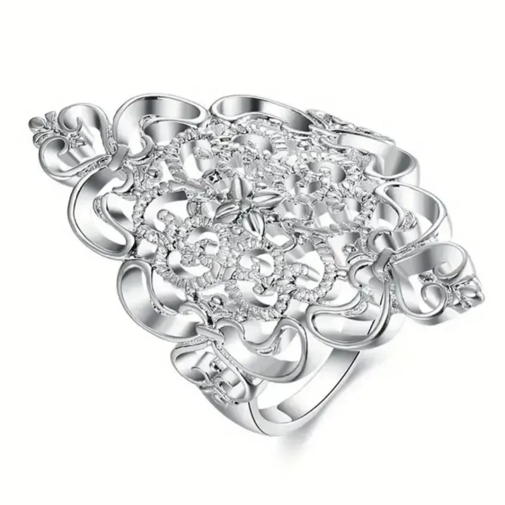 Women's Elegant Silver Filigree Ring Sz 9